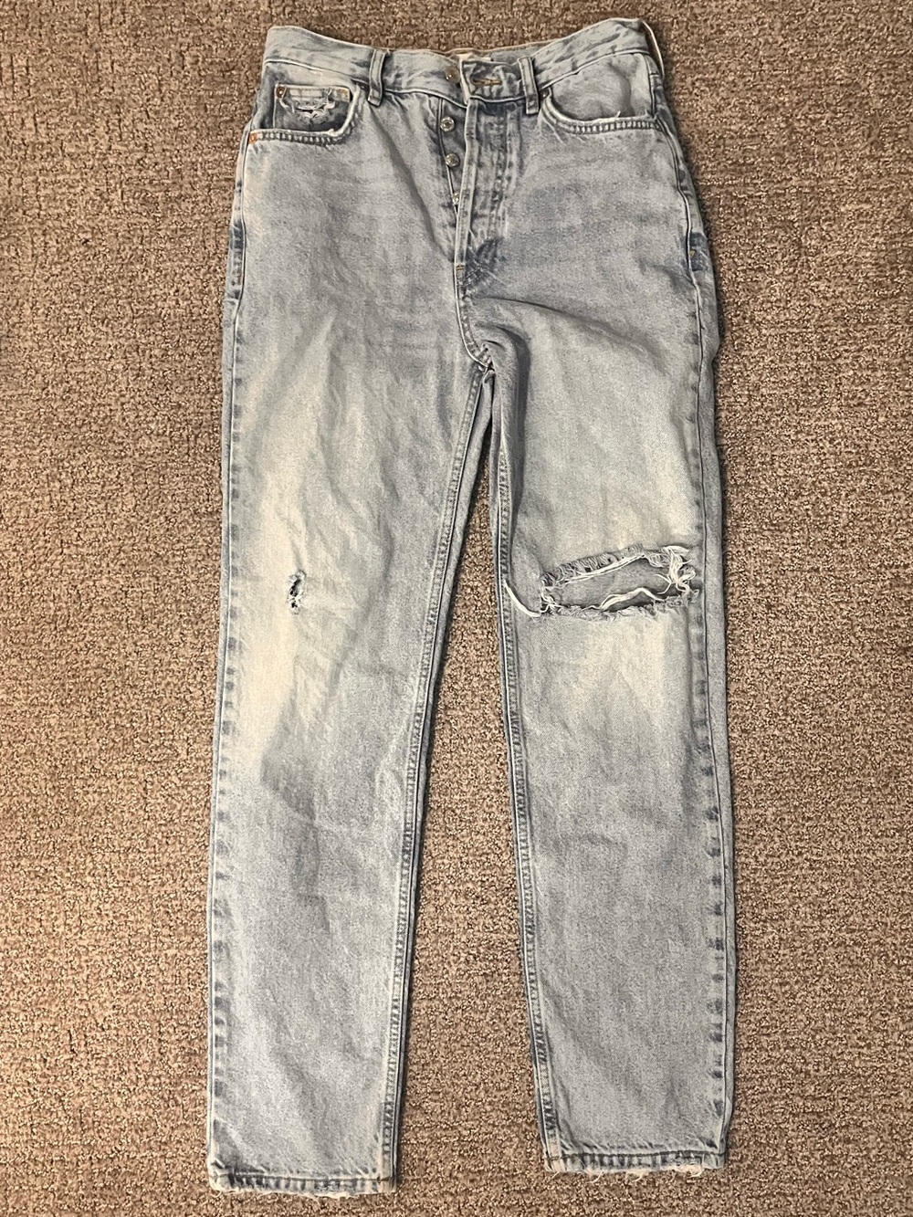 Free People Light Wash Women’s High-Rise Button Up Ripped Jeans